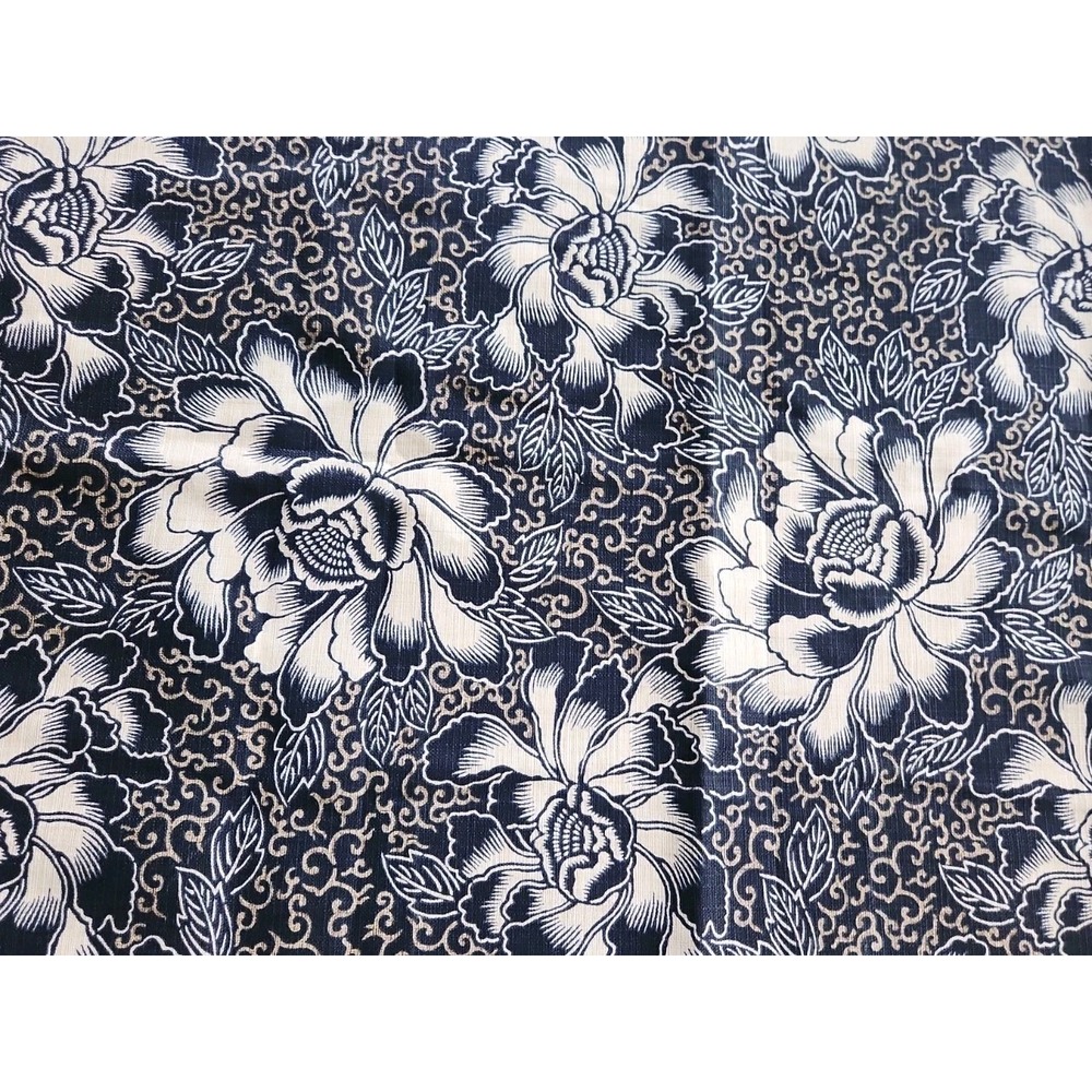 1 Yard/Waverly Sun N Shade BOHO BATIK Black Tan Floral  Outdoor Fabric 56 Wide